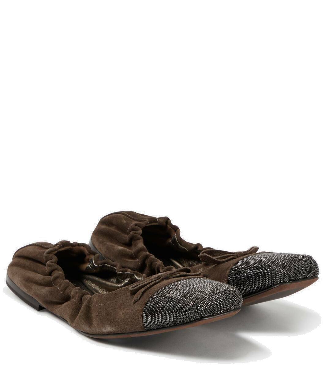 Brunello Cucinelli White Calfskin Ballet Flats