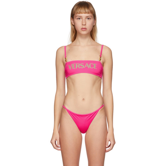 Photo: Versace Underwear Pink Medusa Coin Bikini Top