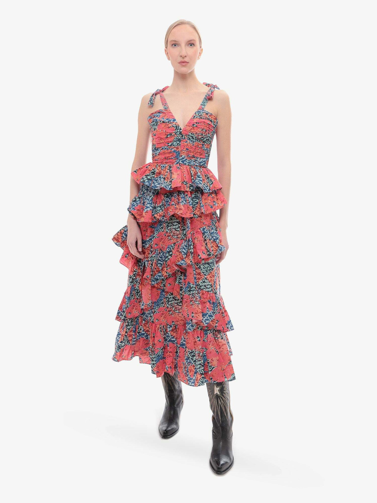 ulla johnson candace ruffled midi dress Ulla Johnson Candace Ruffled Midi-Dress