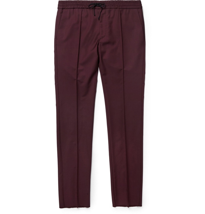Photo: VALENTINO - Slim-Fit Wool and Mohair-Blend Trousers - Burgundy
