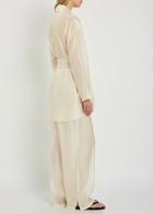 Solaqua Alma Embroidered Belted Kimono Robe Ivory