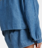 Loewe Leather-trimmed denim jacket