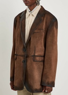 Acne Studios Distressed Suede Blazer Brown