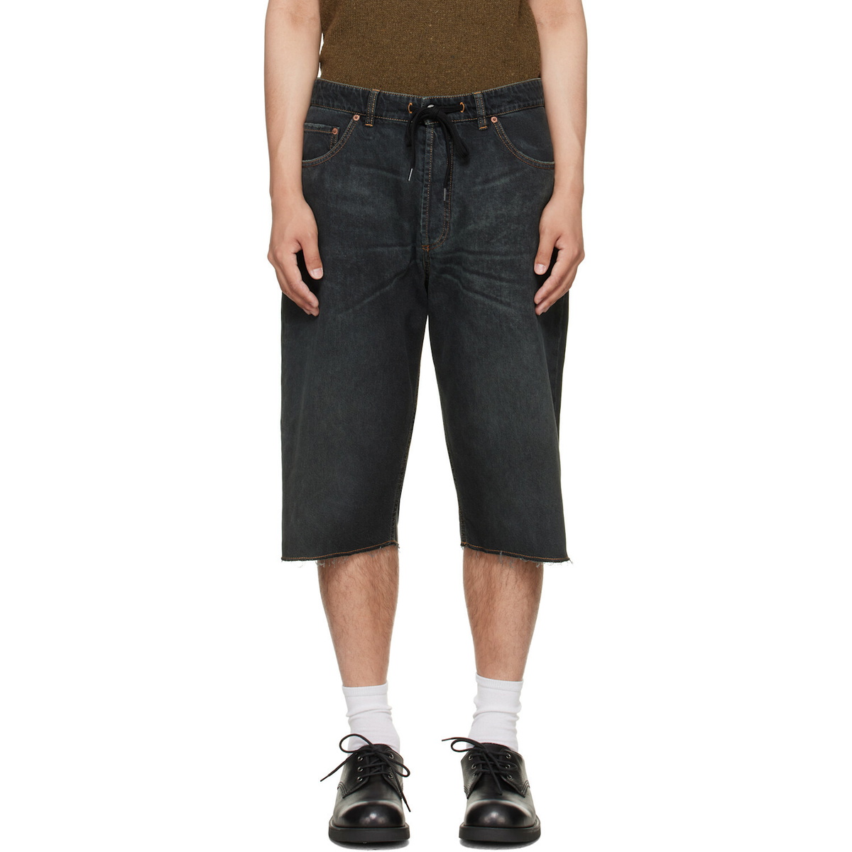 MM6 Maison Margiela Navy Drawstring Denim Shorts