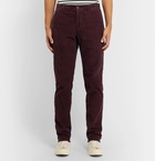 Incotex - Blue Slim-Fit Stretch Cotton-Corduroy Trousers - Burgundy