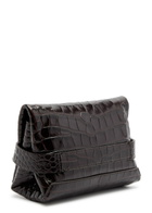 Victoria Beckham Buckle Mini Crocodile-effect Leather Pouch - Dark Brown - One Size
