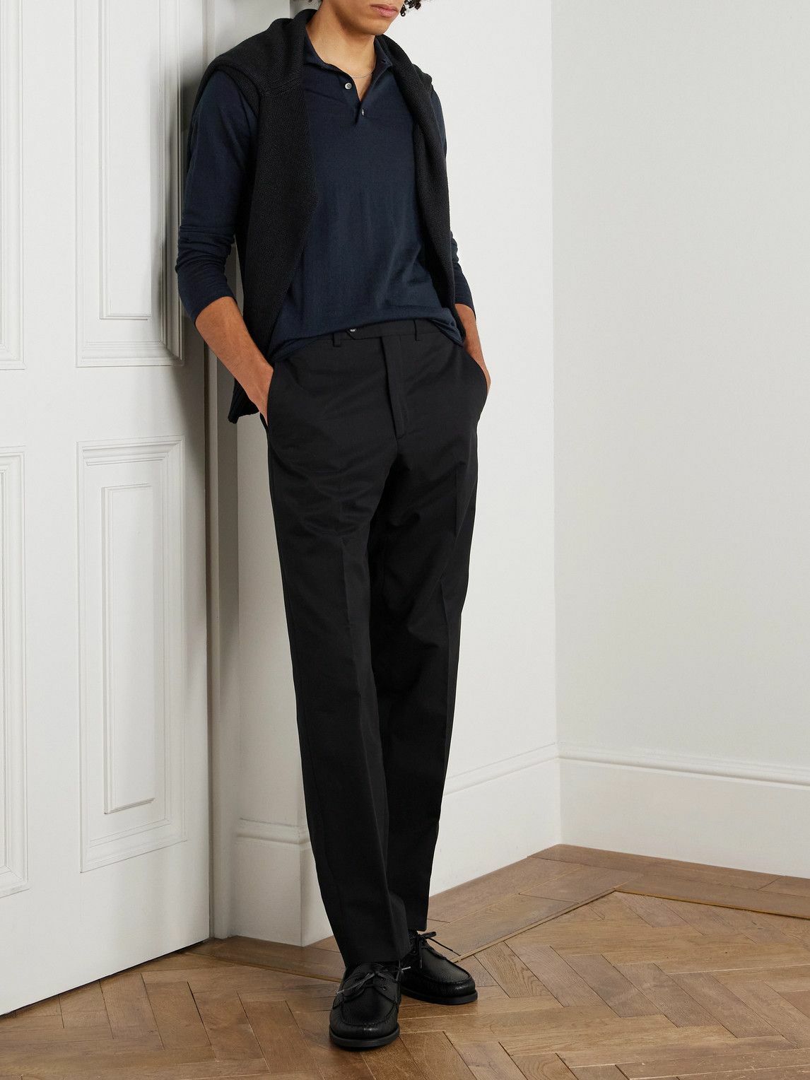 Saman Amel - Slim-Fit Wool Polo Shirt - Blue