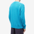 Auralee Men's Shetland Wool Cashmere Crew Knit in Turquoise Blue