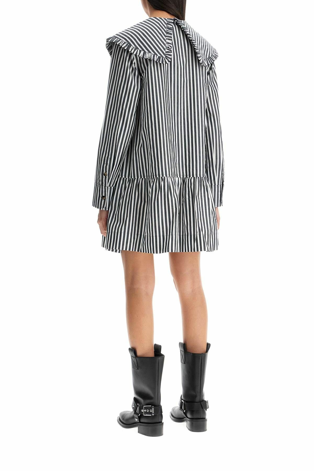 GANNI big collar mini shirt dress White