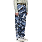 Valentino Blue Camouflage Cargo Trousers