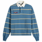 SUNDAYFRUITMARKET Women's Sun Stripe Polo Top in Blue
