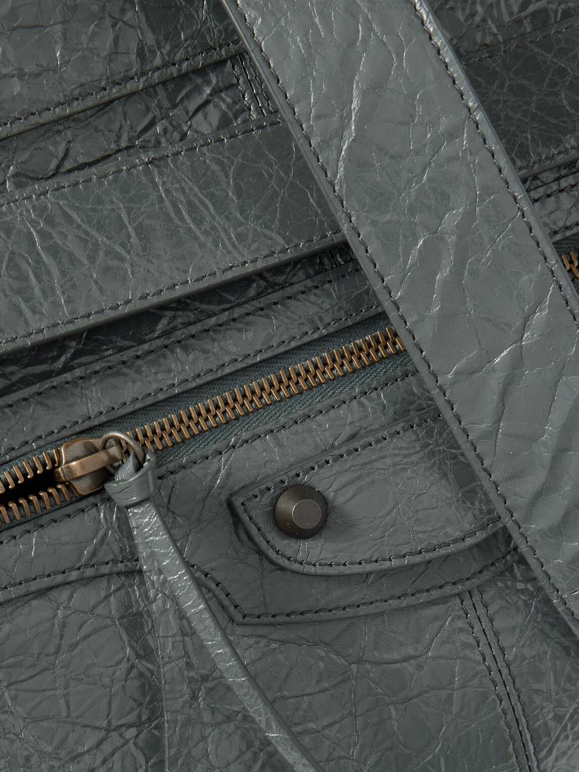 Balenciaga - Le City Moto Medium Embellished Crinkled-Leather Messenger Bag