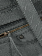 Balenciaga - Le City Moto Medium Embellished Crinkled-Leather Messenger Bag