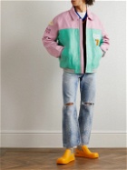 Liberal Youth Ministry - Embellished Colour-Block Leather Varsity Jacket - Pink