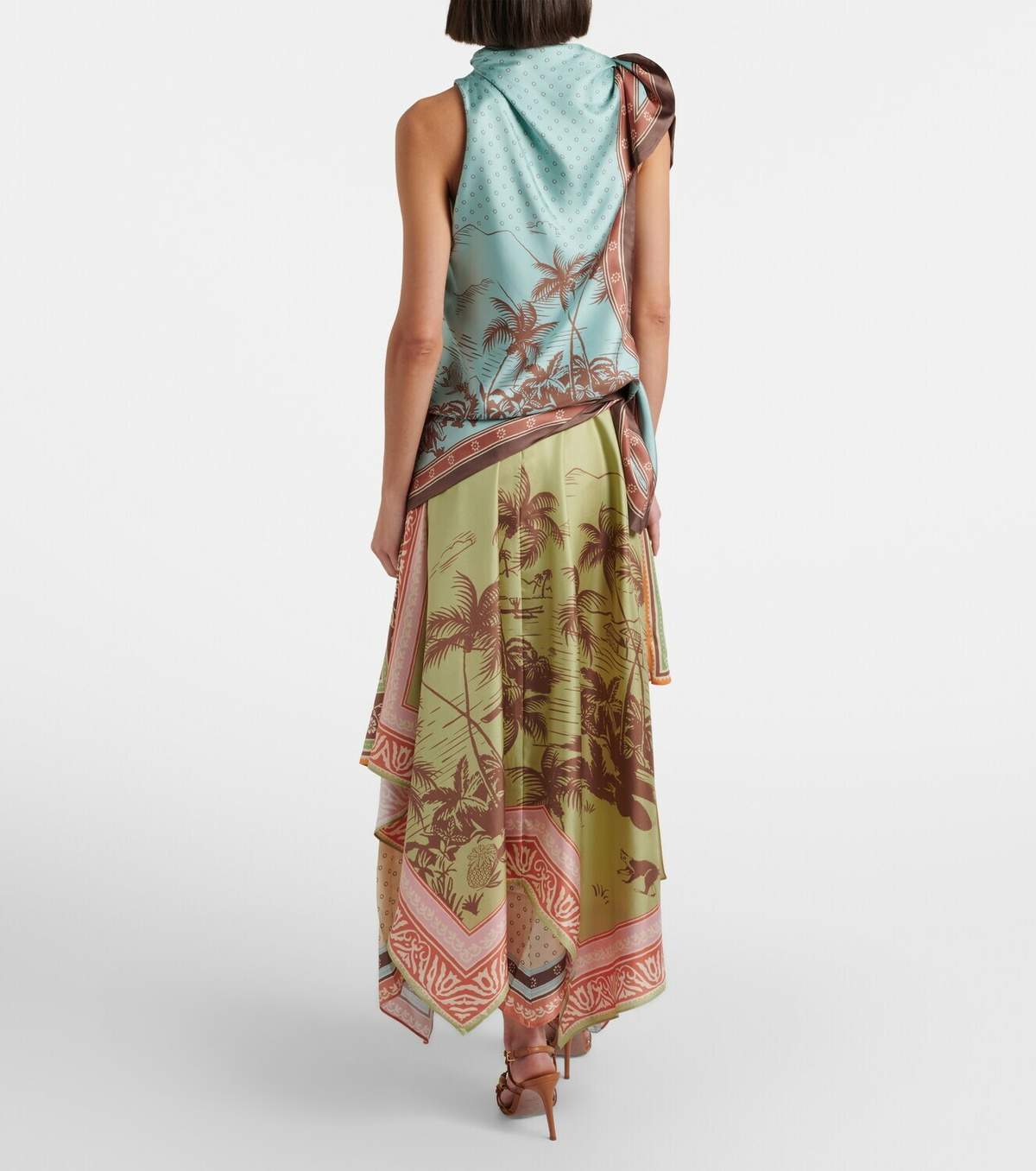 Alémais Alberta scarf-detail silk twill midi dress