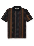 BEAMS PLUS - Slim-Fit Printed Piqué Polo Shirt - Black