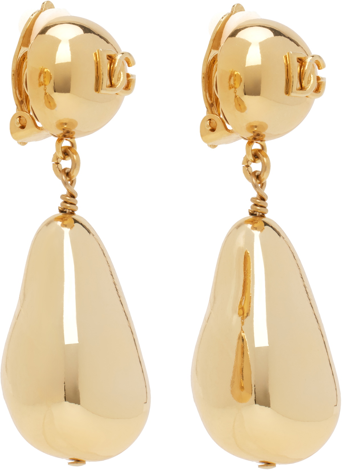 Dolce&Gabbana Gold Teardrop 'DG' Logo Clip-on Earrings
