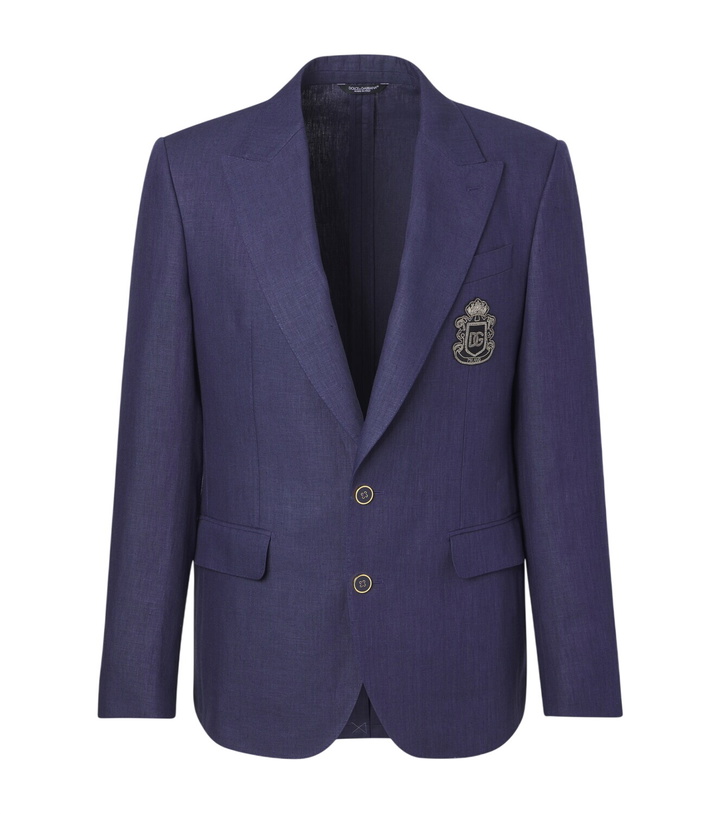 Photo: Dolce&Gabbana Logo single-breasted linen blazer
