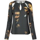 Wood Wood Women's Emma Cut Out Mesh Top in Red Aop