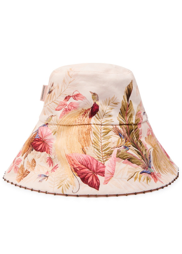 Zimmermann Floral Bucket Hat - Purple, Pink, and Brown Zimmermann Printed Linen Bucket Hat In Pink - 30% Off  main image 4