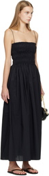 Matteau Black Shirred Bodice Midi Dress