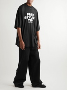 Balenciaga - Oversized Distressed Printed Cotton-Jersey T-Shirt - Black