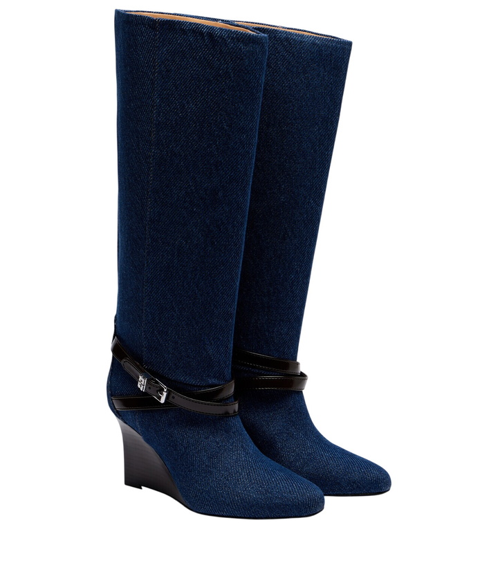 Photo: Ganni Kat denim knee-high wedge boots