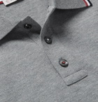 Moncler - Contrast-Tipped Cotton-Piqué Polo Shirt - Gray