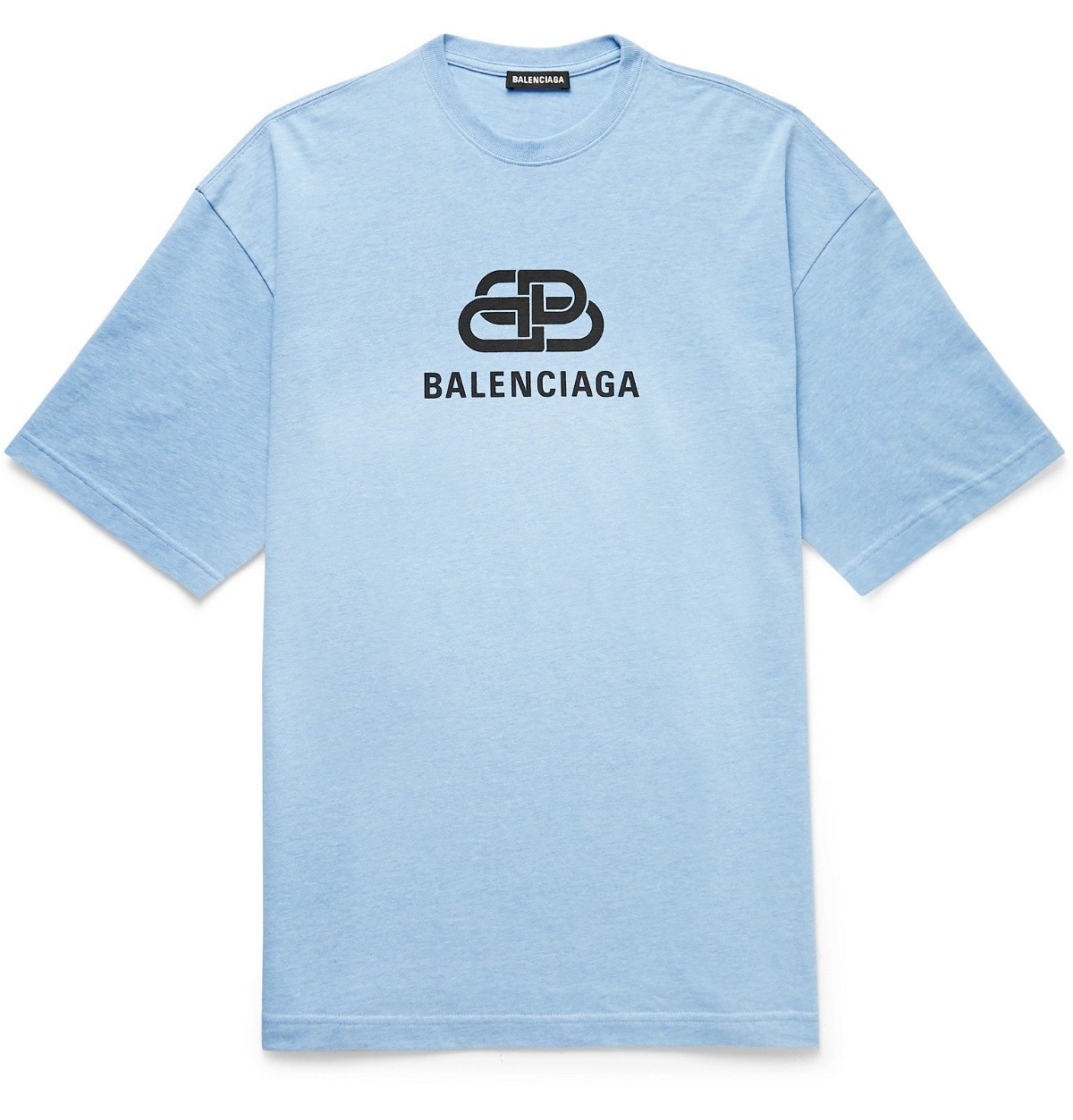 musiker Stolt Macadam Balenciaga - Oversized Logo-Print Mélange Cotton-Jersey T-Shirt - Blue  Balenciaga