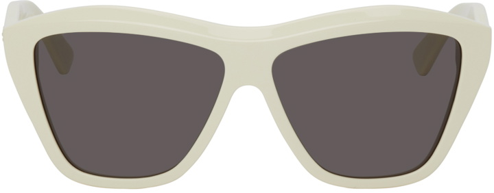 Photo: Bottega Veneta Off-White Shiny Sunglasses