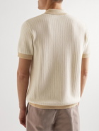 Mr P. - Crochet-Knit Cotton and Silk-Blend Polo Shirt - Neutrals