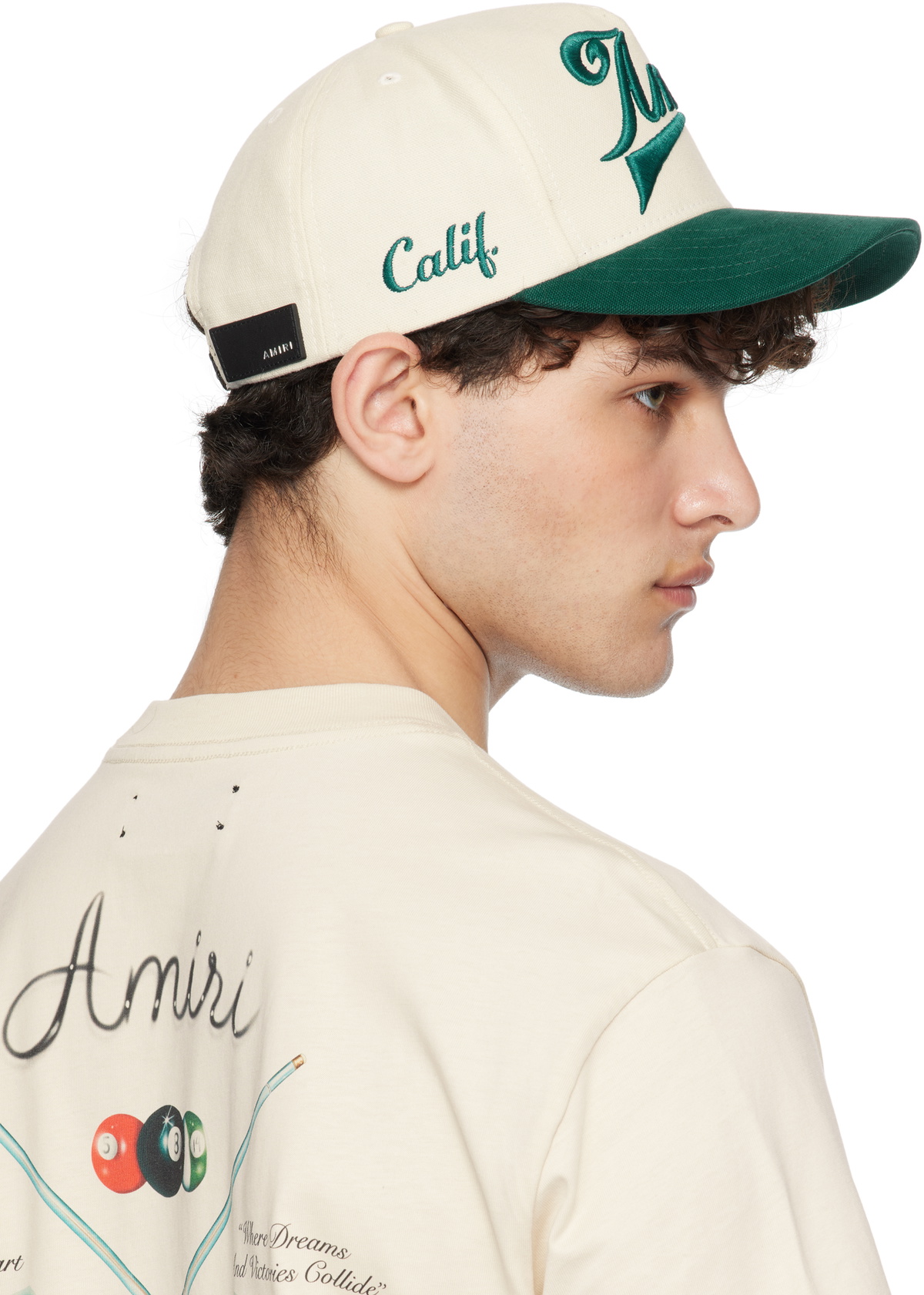 大人気★【AMIRI】Two Tone キャンバスハット AMIRI Off-White & Green 'Amiri' Two Tone Canvas Cap Amiri