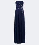 Costarellos Lenina Lurex® georgette bustier gown