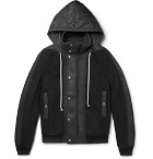 Rick Owens - Shell and Leather-Panelled Wool-Fleece Hooded Jacket - Black