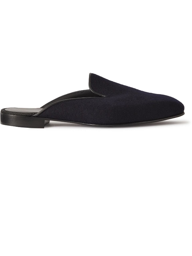 Photo: Kingsman - George Cleverley Leather-Trimmed Cashmere Slippers - Blue