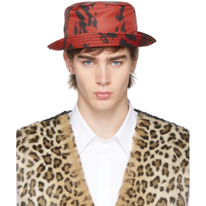 Photo: Neil Barrett Red and Black Caotic Pierced Bucket Hat