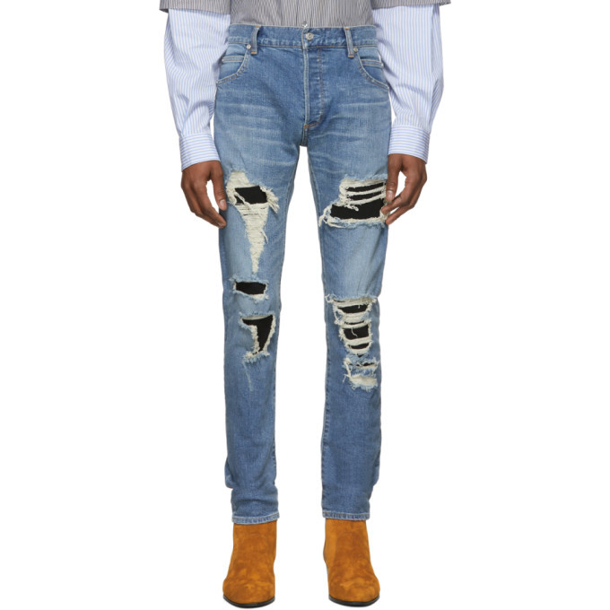 Photo: Balmain Blue Slim Fit Super Destroy Jeans