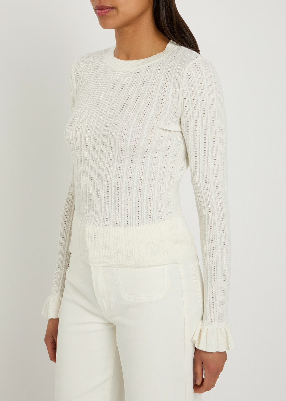 Paige Ophelia Pointelle-knit top White