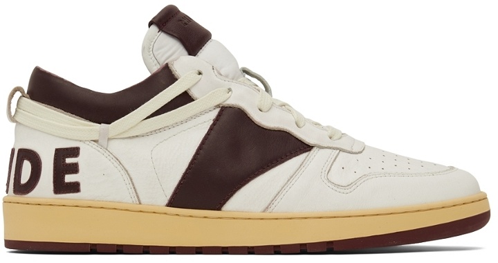 Photo: Rhude SSENSE Exclusive White & Burgundy Rhecess Low Sneakers