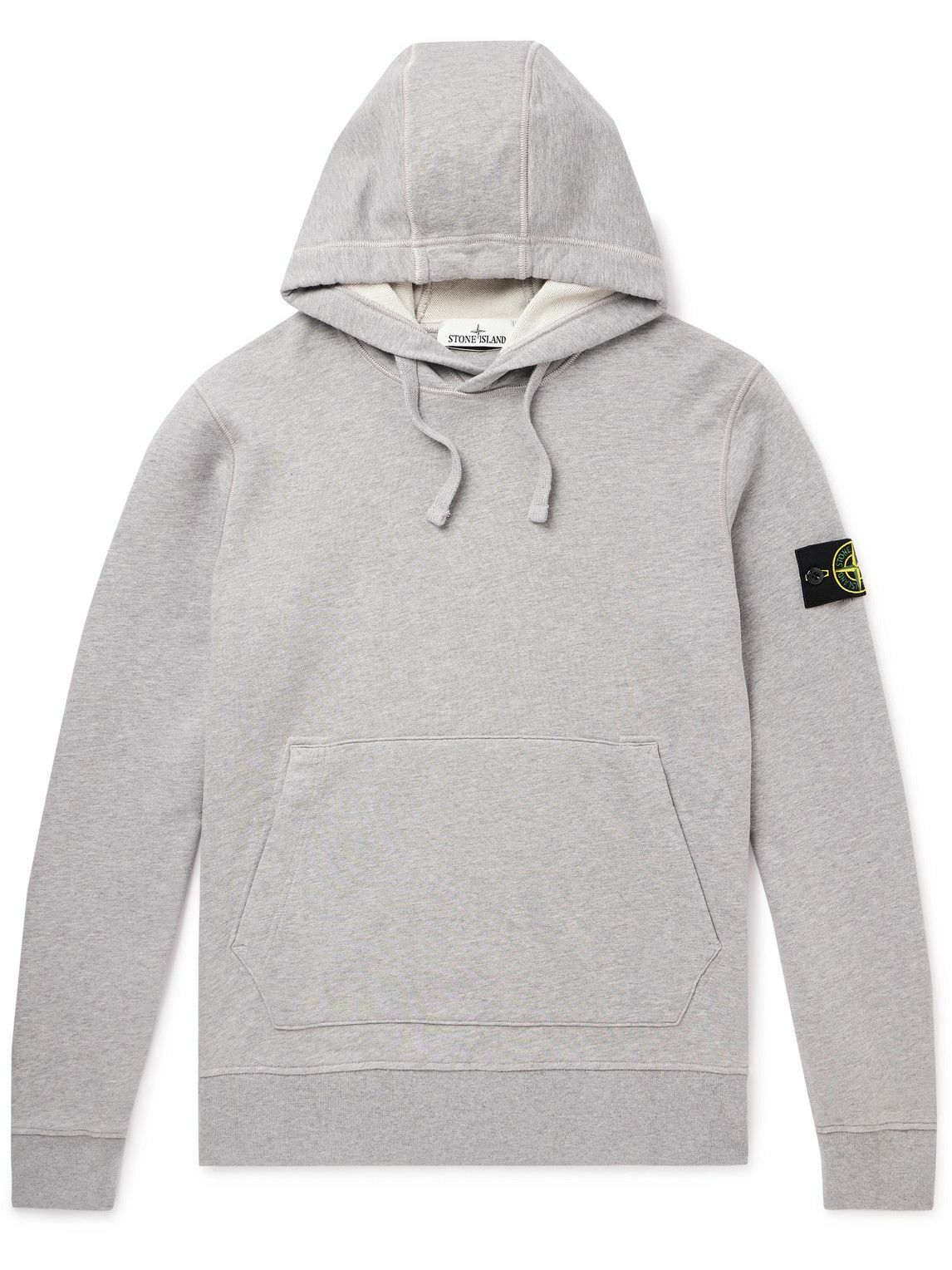 Stone Island Logo Appliqu d Garment Dyed Cotton Jersey Hoodie