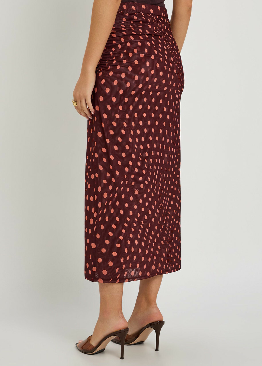 Stella Mccartney Polka dot Mesh Midi Skirt Burgundy