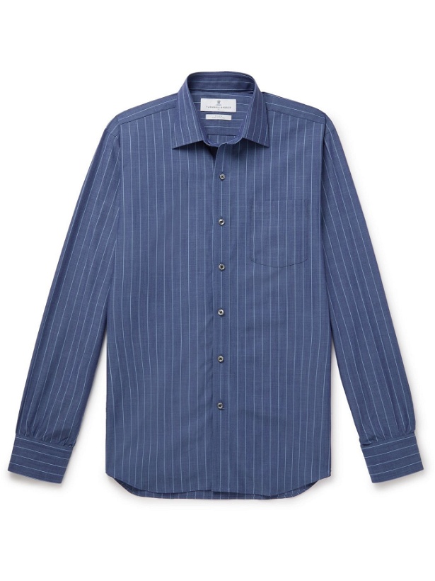 Photo: Turnbull & Asser - Cutaway-Collar Striped Cotton Shirt - Blue