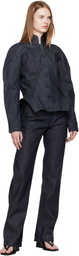 Mugler Indigo Laced-Up Straight Jeans