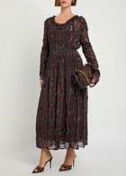Tory Burch Paisley-devoré Silk-blend Midi Dress Brown