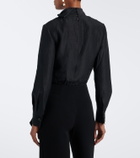 Roland Mouret Bow-detail jacquard ramie and silk bodysuit