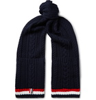 Thom Browne - Striped Cable-Knit Merino Wool Scarf - Blue