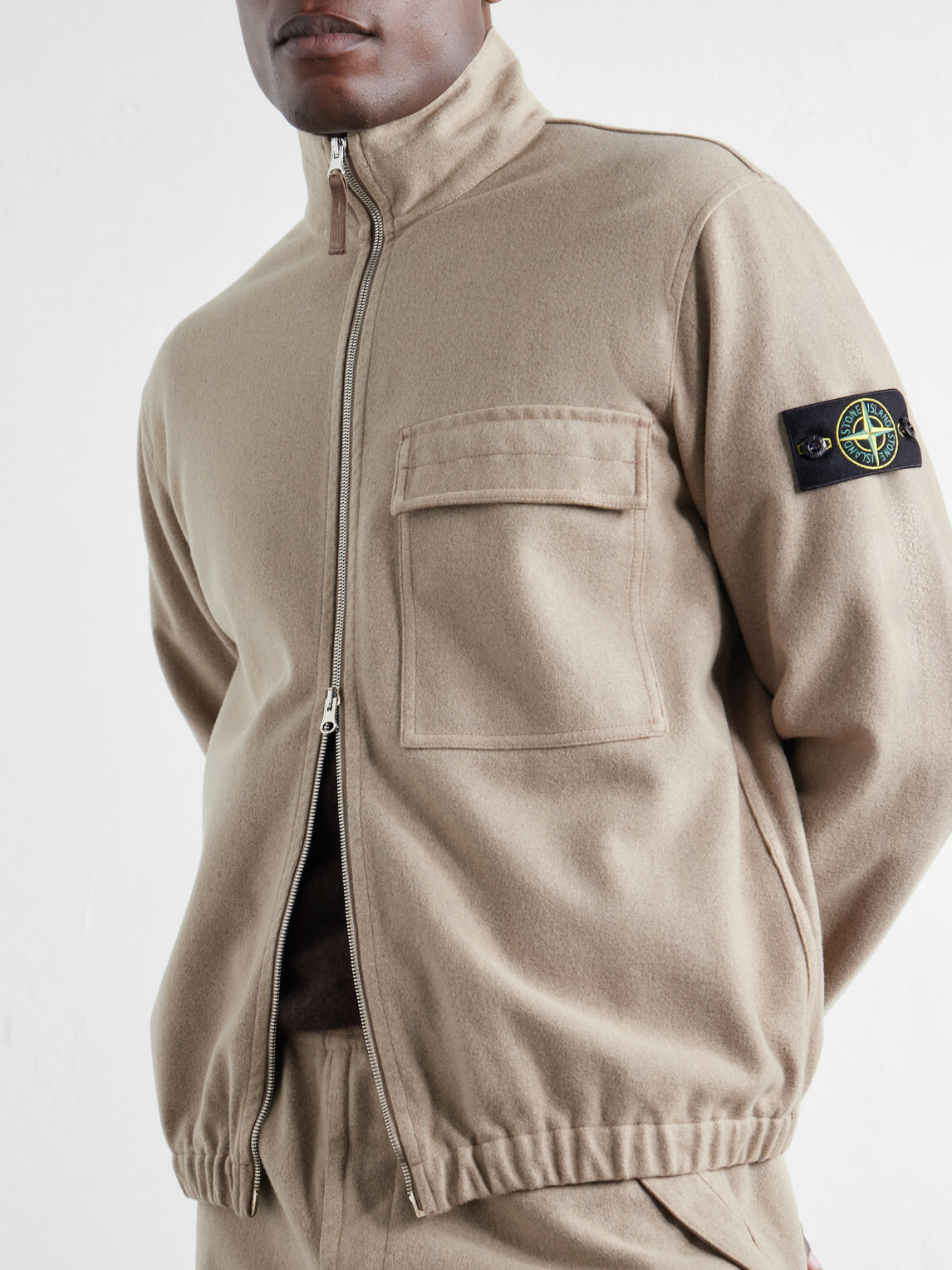Stone Island - Garment-Dyed Wool Nylon Flannel-TC Overshirt - Brown
