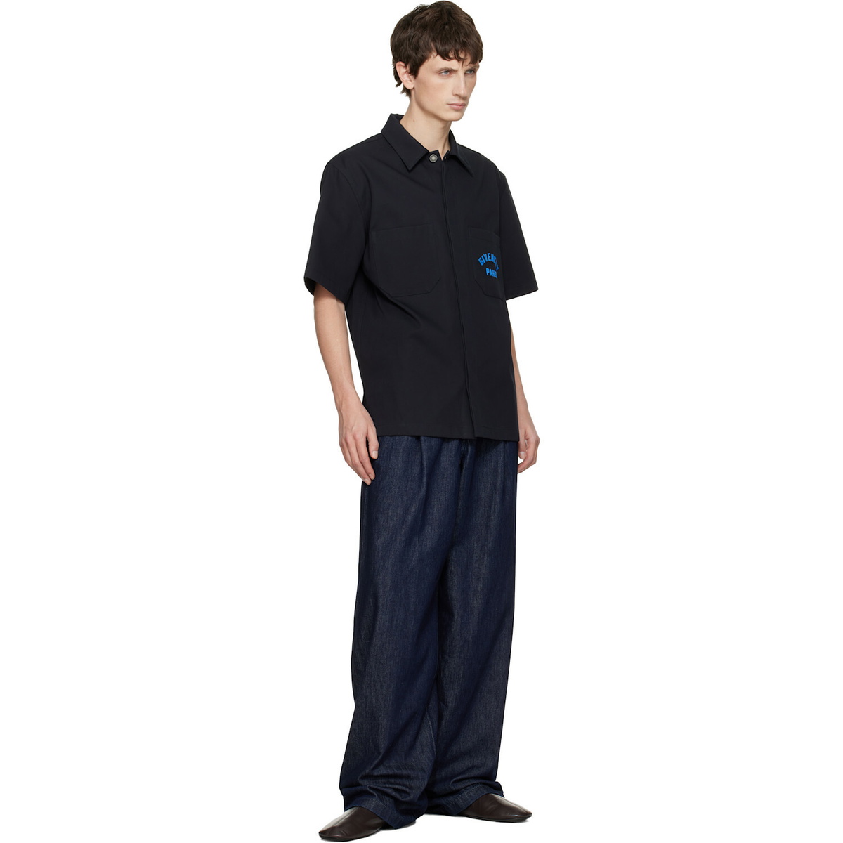 Givenchy Navy 'GIVENCHY Paris' Cotton Twill Shirt
