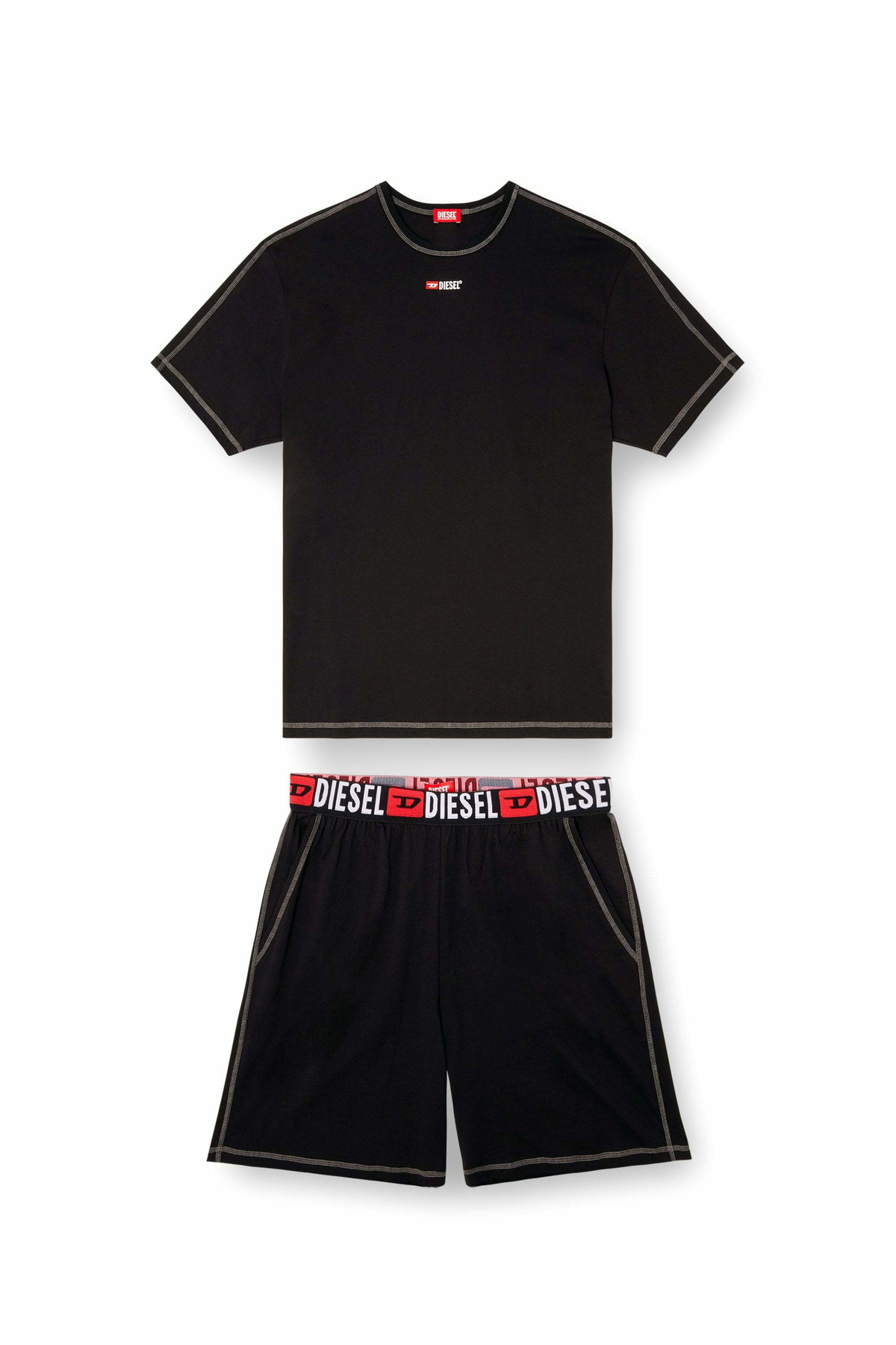 Diesel Short Pajamas set in cotton jersey - Pajamas Mens in Black