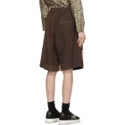 By Walid Brown Silk and Linen Lesley Shorts